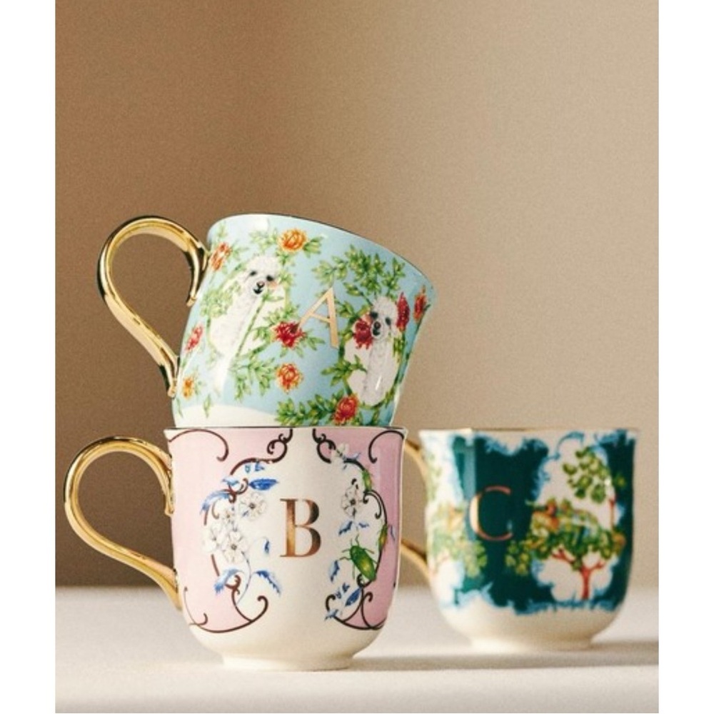 Anthropologie Lou Rota Monogram Nature Mug, Letter “K” Koi - Picture 10 of 11